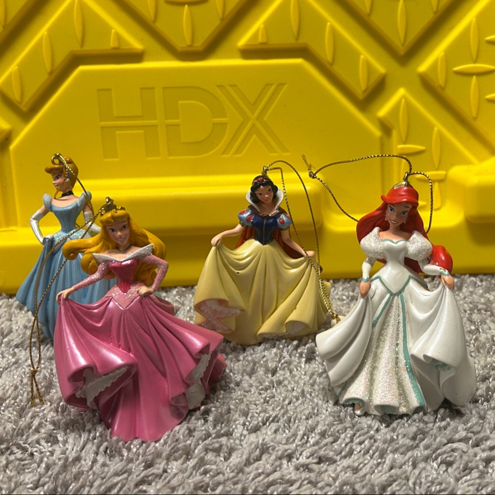 Disney Princess Doll Ornament Collection - Pink, Yellow, Blue, Red